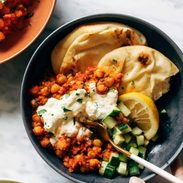 A picture of Harissa Chickpeas with Whipped Feta