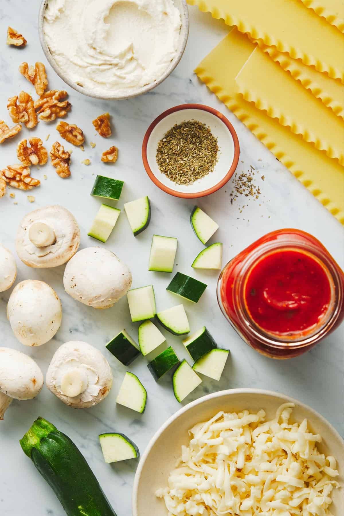 Ingredients for lasagna.