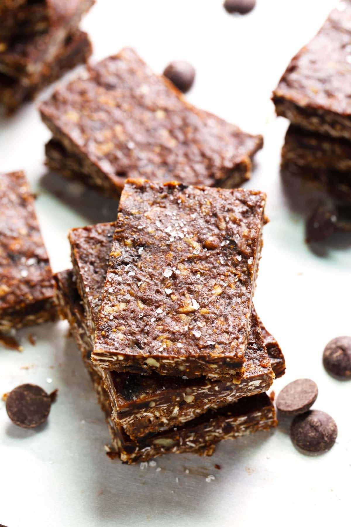 Healthy Sea Salt Dark Chocolate Bars with chocolate chips.