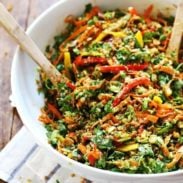 Chopped Thai Salad with Sesame Garlic Dressing - a rainbow of power veggies tossed with a simple made-from-scratch Thai dressing. 390 calories. | pinchofyum.com