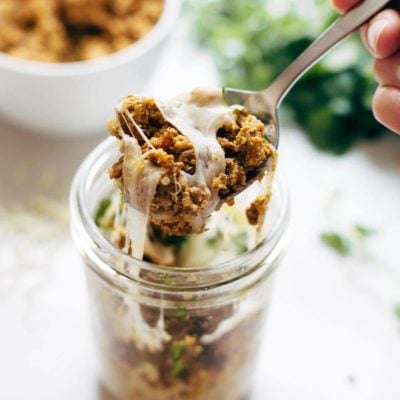 Southwest Turkey Breakfast Stacks in jar with cheese pull.