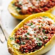 A picture of Spaghetti Squash Lasagna Boats