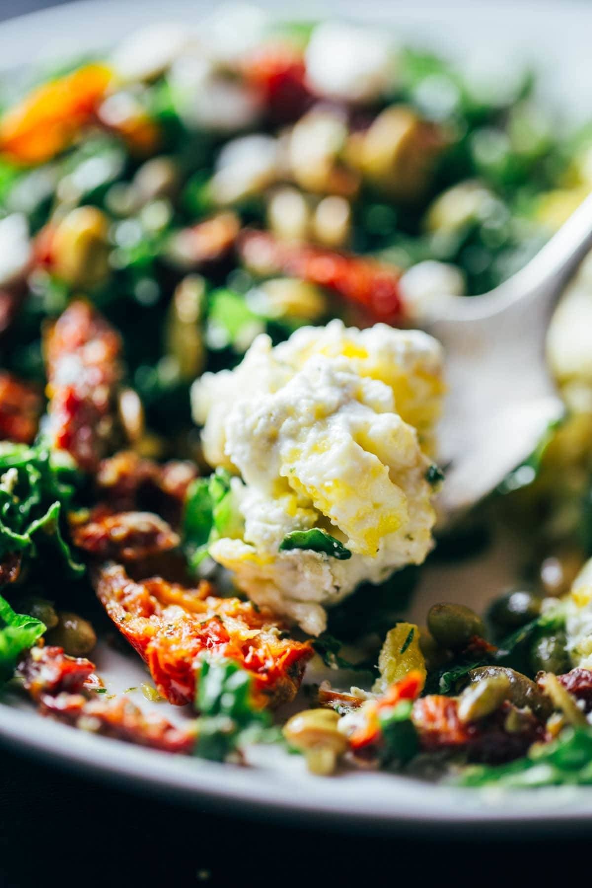 Scrambled Eggs with Pesto Veggies.